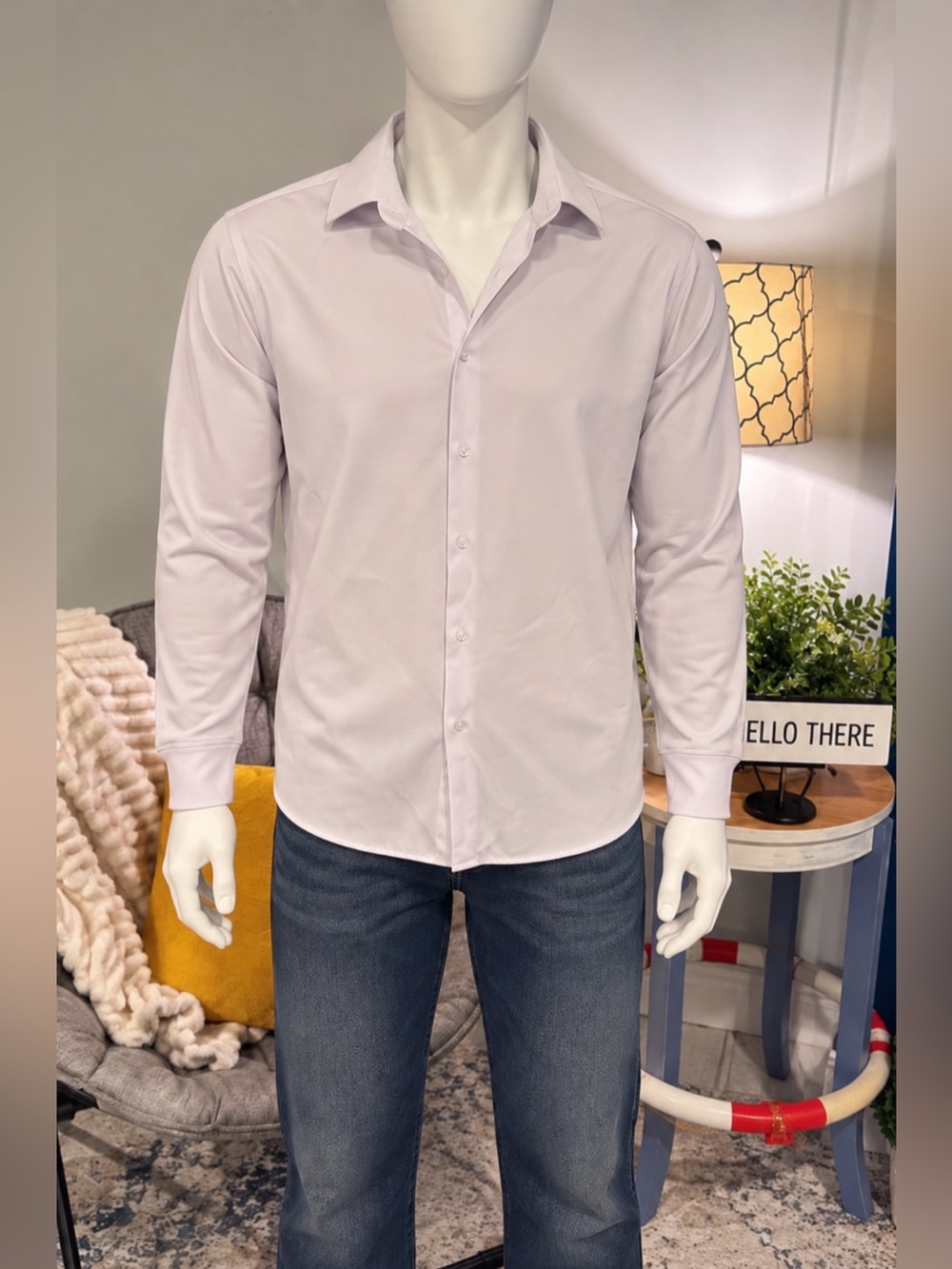 VERSA Slim Fit Light Gray Button Down Shirt
